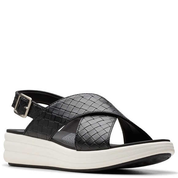 Clarks Shoes - Clarks Drift Sun Sandals Black Woven Slingback Platform Cloudsteppers 7.5 M
